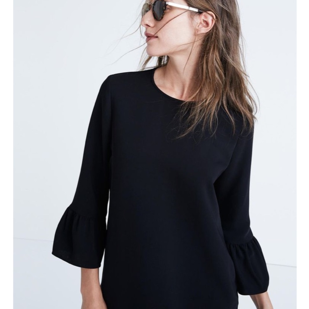 NWOT J.Crew Black Bell Sleeve Shirt